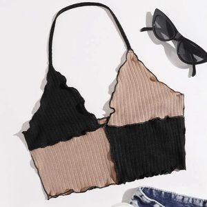 SHEIN Small Black/Tan Halter Top